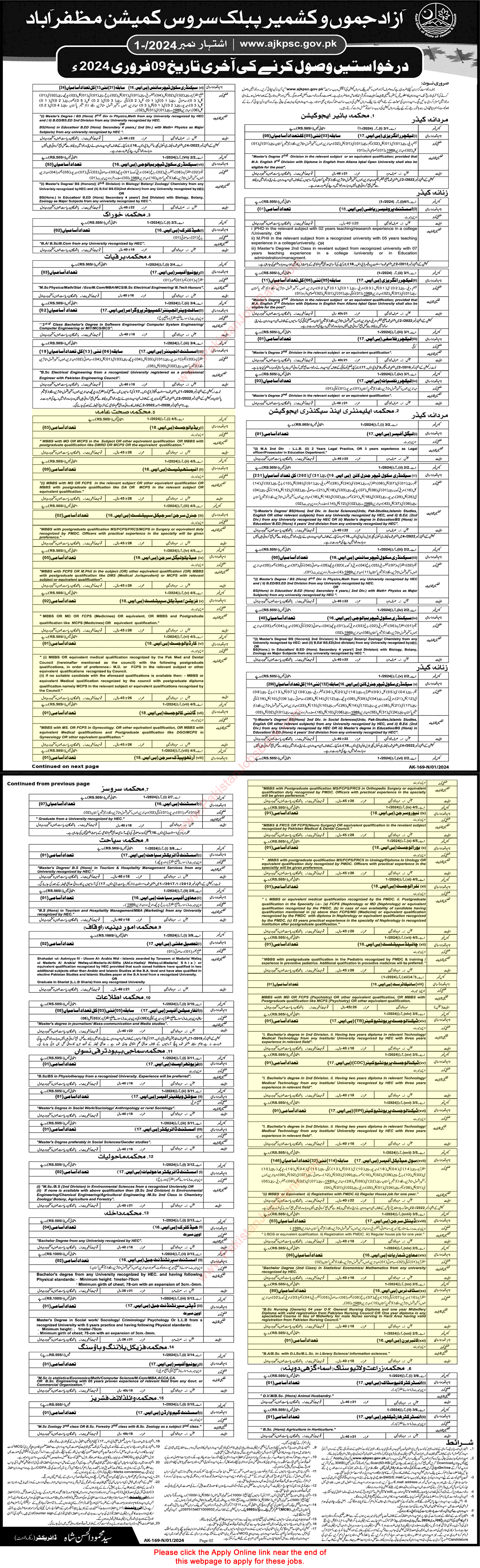 Health Department AJK Jobs 2024 AJKPSC Apply Online Medical Officers, Staff Nurses & Others Latest