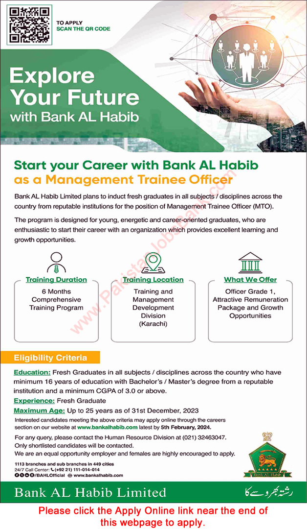 Bank Al Habib Management Trainee Officer Jobs 2024 Apply Online Latest