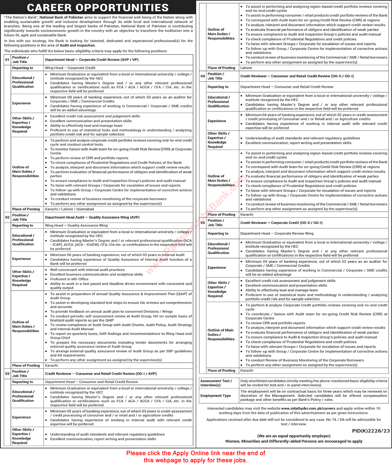 National Bank of Pakistan Jobs February 2024 NBP Apply Online Latest