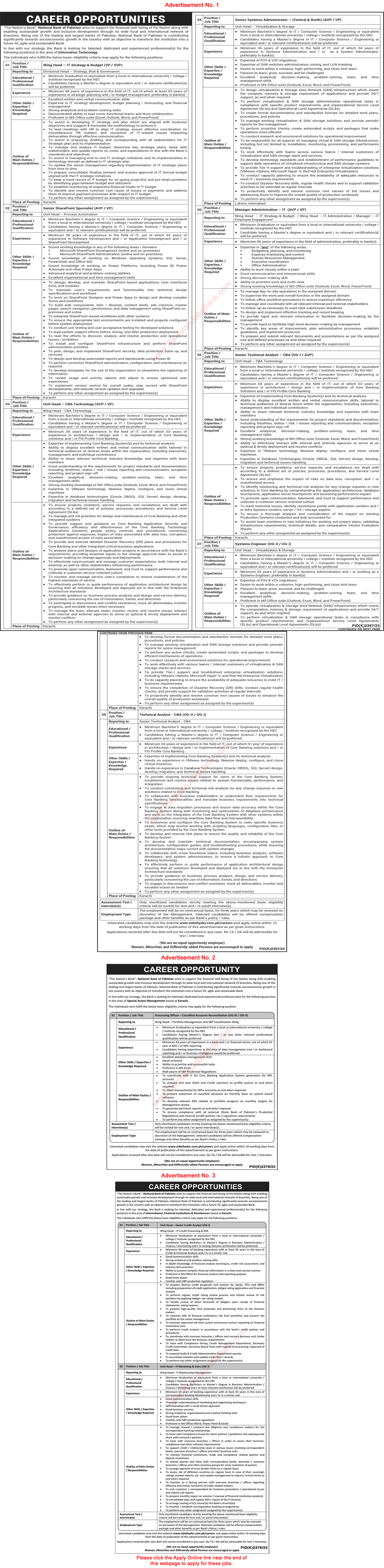 National Bank of Pakistan Jobs February 2024 NBP Apply Online Latest