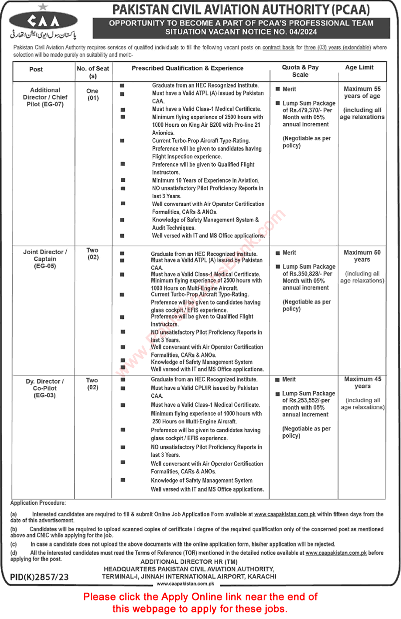 Civil Aviation Authority Jobs April 2024 PCAA Apply Online Latest