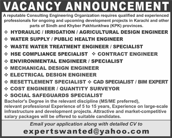 Consulting Engineering Organization Jobs in Pakistan 2026 Design Engineers & Others Latest