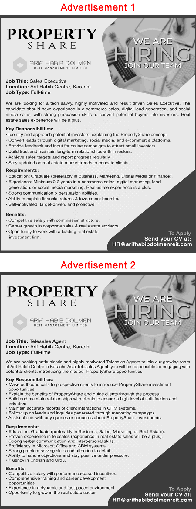 Arif Habib Dolmen Karachi Jobs 2026 March Sales Executive & Telesales Agent Latest