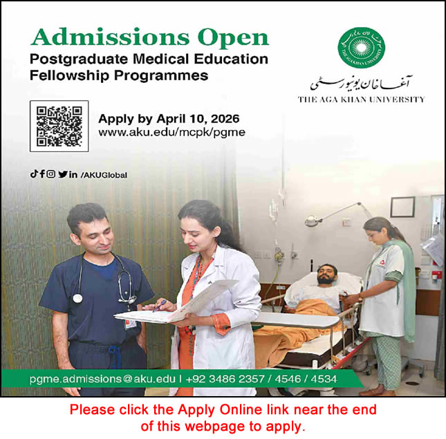 Aga Khan University Postgraduate Medical Education 2026 March Apply Online Residency, Internship & Fellowship Programmes Latest