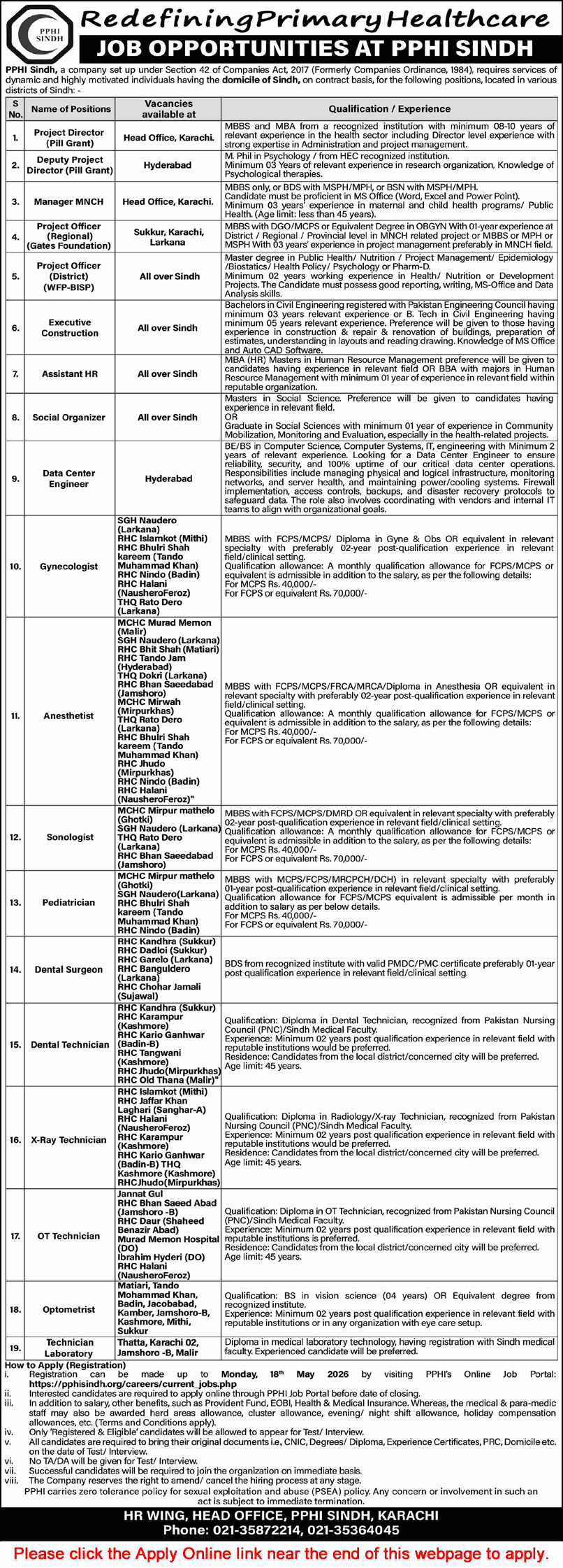 PPHI Sindh Jobs May 2026 Apply Online Social Organizer, HR Assistant & Others Peoples Primary Healthcare Initiative Latest