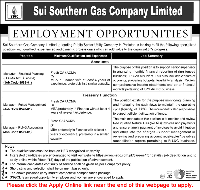 SSGC Jobs June 2026 Apply Online Sui Southern Gas Company Limited Latest