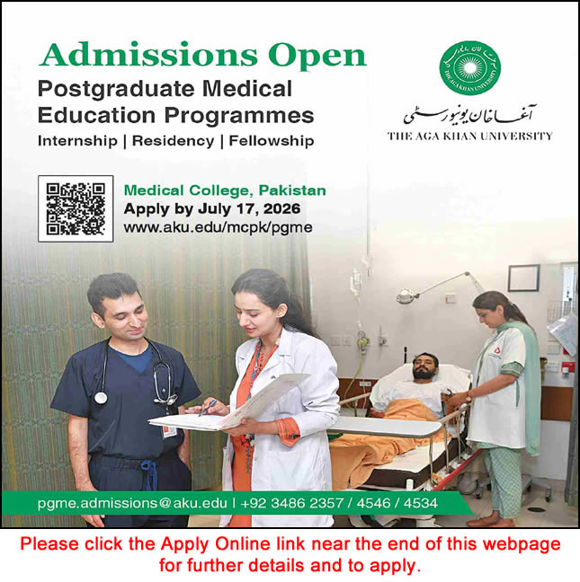 Aga Khan University Postgraduate Medical Education June 2026 Apply Online Residency, Internship & Fellowship Programmes Latest
