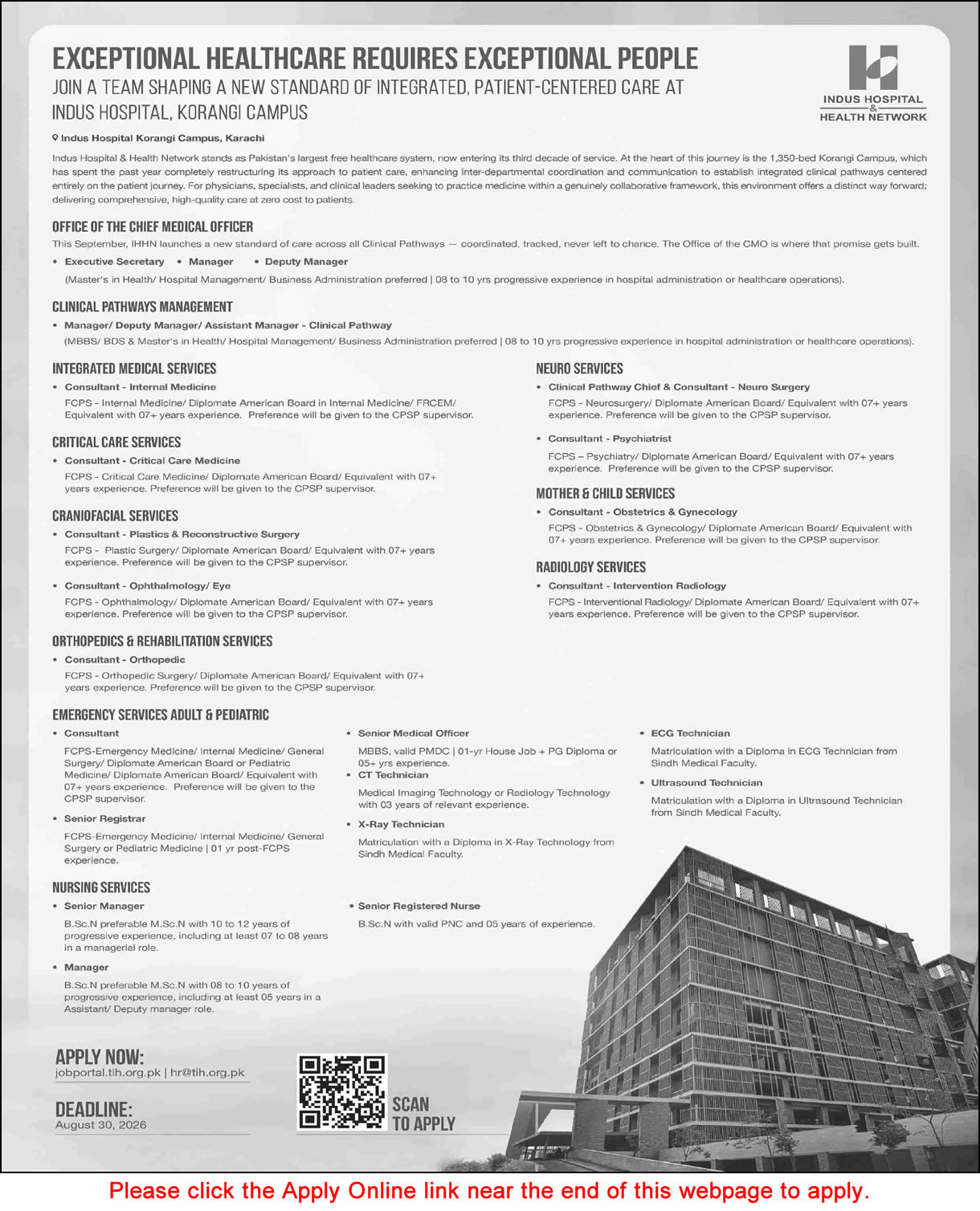 Indus University Hospital Karachi Jobs August 2026 Apply Online Nurses, Medical Consultants & Others Latest