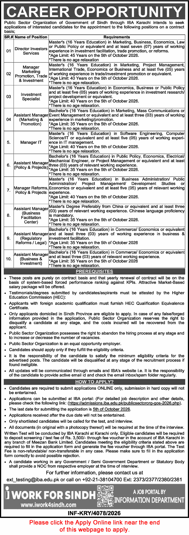 Public Sector Organization Jobs September 2026 IBA Karachi Apply Online Assistant Managers & Others Latest