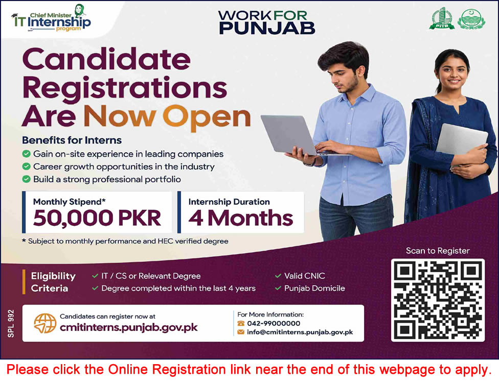 Chief Minister Punjab IT Internship Program October 2026 Apply Online Jobs for Interns Latest