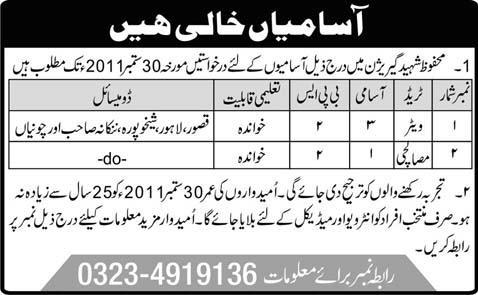 Situations Vacant in Mehfoz Garrison