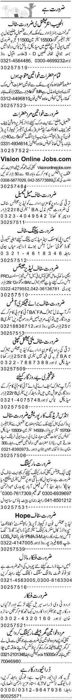 Misc. Jobs in Lahore Classified 2