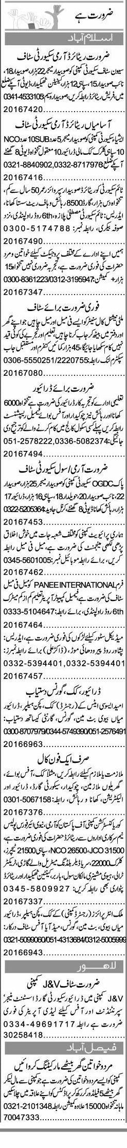 Misc. Jobs in Islamabad/Rawalpindi Express Classified