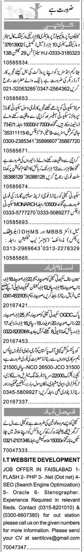 Misc. Jobs in Karachi Express Classified