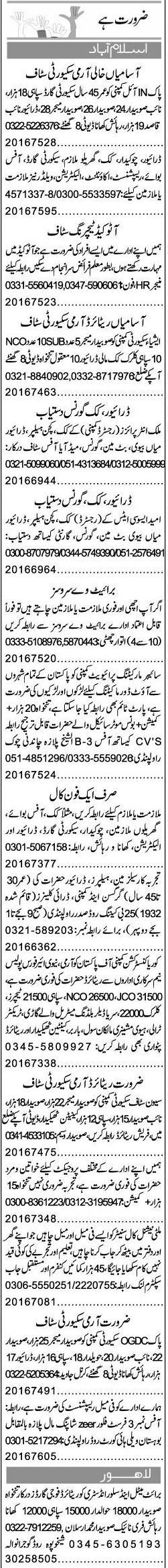 Misc. Jobs in Islamabad/Rawalpindi Express Classified