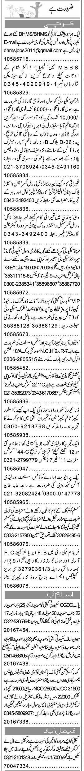 Misc. Jobs in Karachi Express Classified