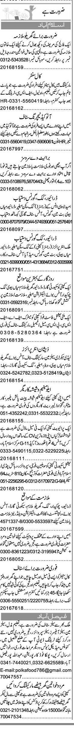 Misc. Jobs in Islamabad Express Classified