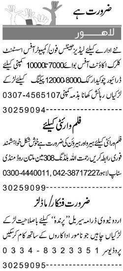 Misc. Jobs in Lahore Express Classified 1