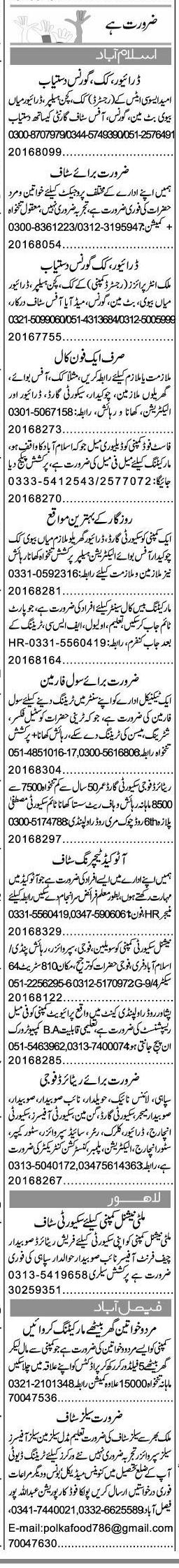 Misc. Jobs in Islamabad Express Classified