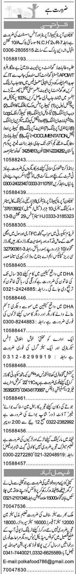 Misc. Jobs in Karachi Express Classified