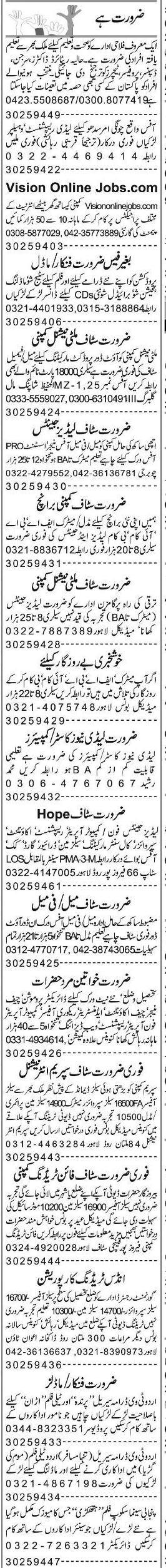 Misc. Jobs in Lahore Express Classified 1