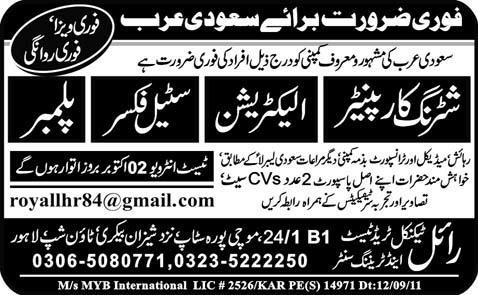 Urgently Required For Saudi Arabia