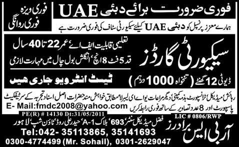 Urgently Required for Dubai, UAE