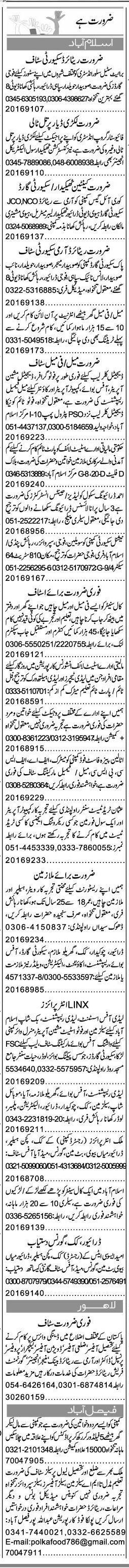 Misc. Jobs in Islamabad Express Classified