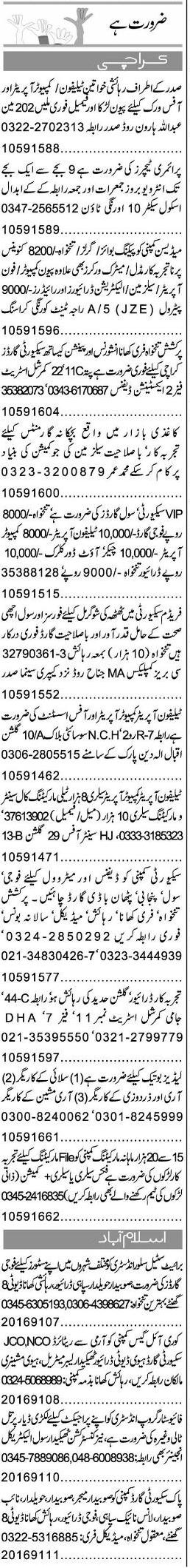 Misc. Jobs in Karachi Express Classified 1