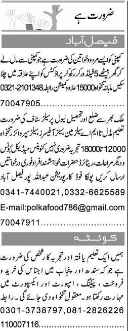 Misc. Jobs in Karachi Express Classified 2