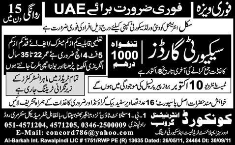 Urgently Required for Dubai, UAE