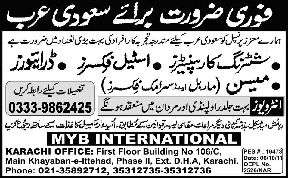 Urgently Required for Saudi Arabia