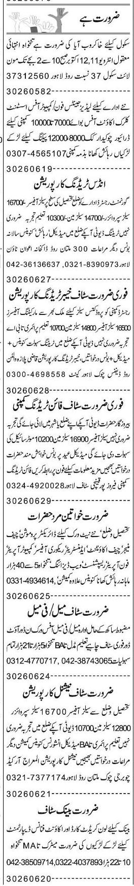 Misc. Jobs in Lahore Express Classified 1