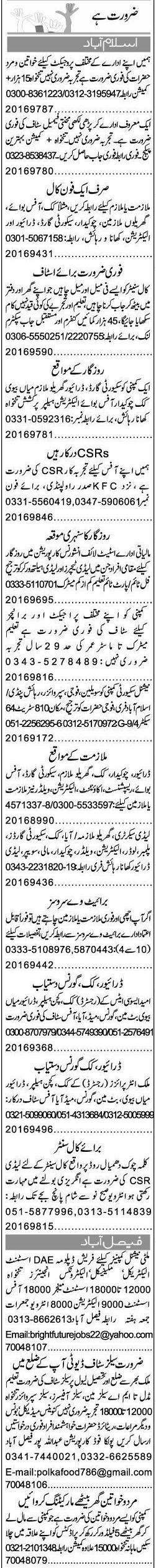 Misc. Jobs in Karachi Express Classified