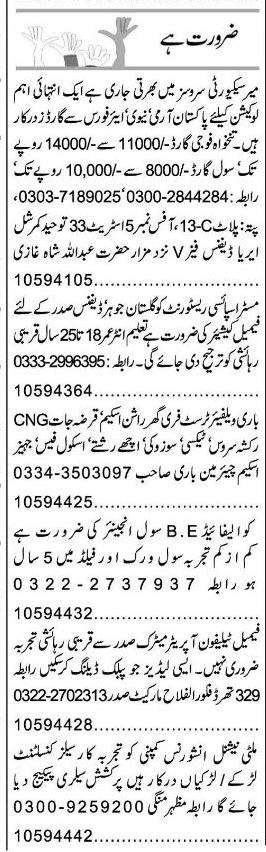 Misc. Jobs in Islamabad Express Classified 1