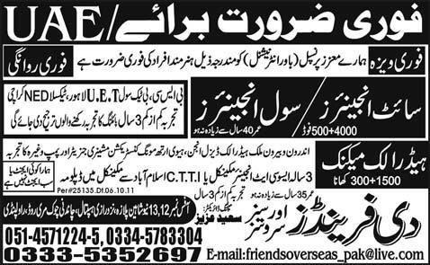 Urgently Required For UAE