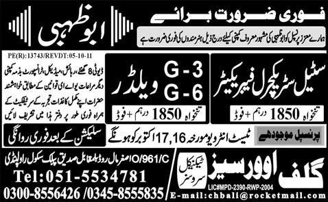 Urgently Required For Abu Dhabi