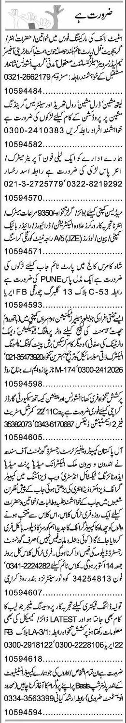 Misc. Jobs in Karachi Express Classified