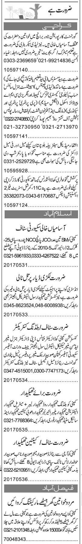 Misc. Jobs in Karachi Express Classified