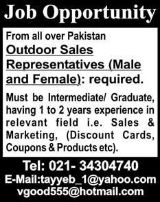 Outdoor Sales Representatives Required