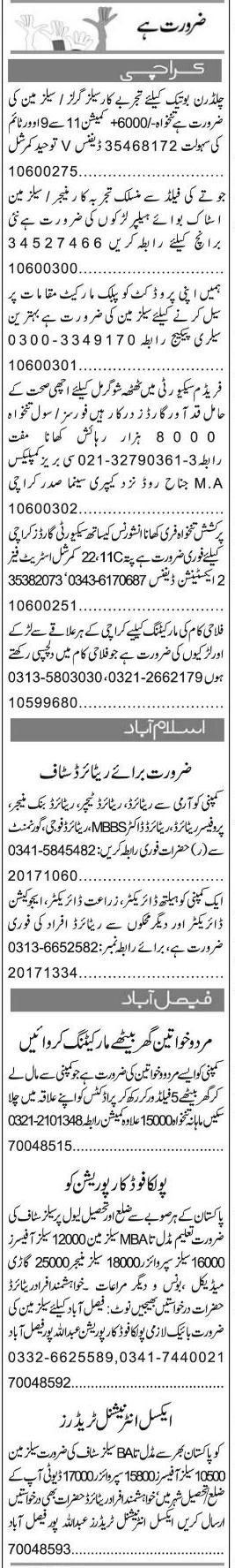 Misc. Jobs in Karachi Express Classified