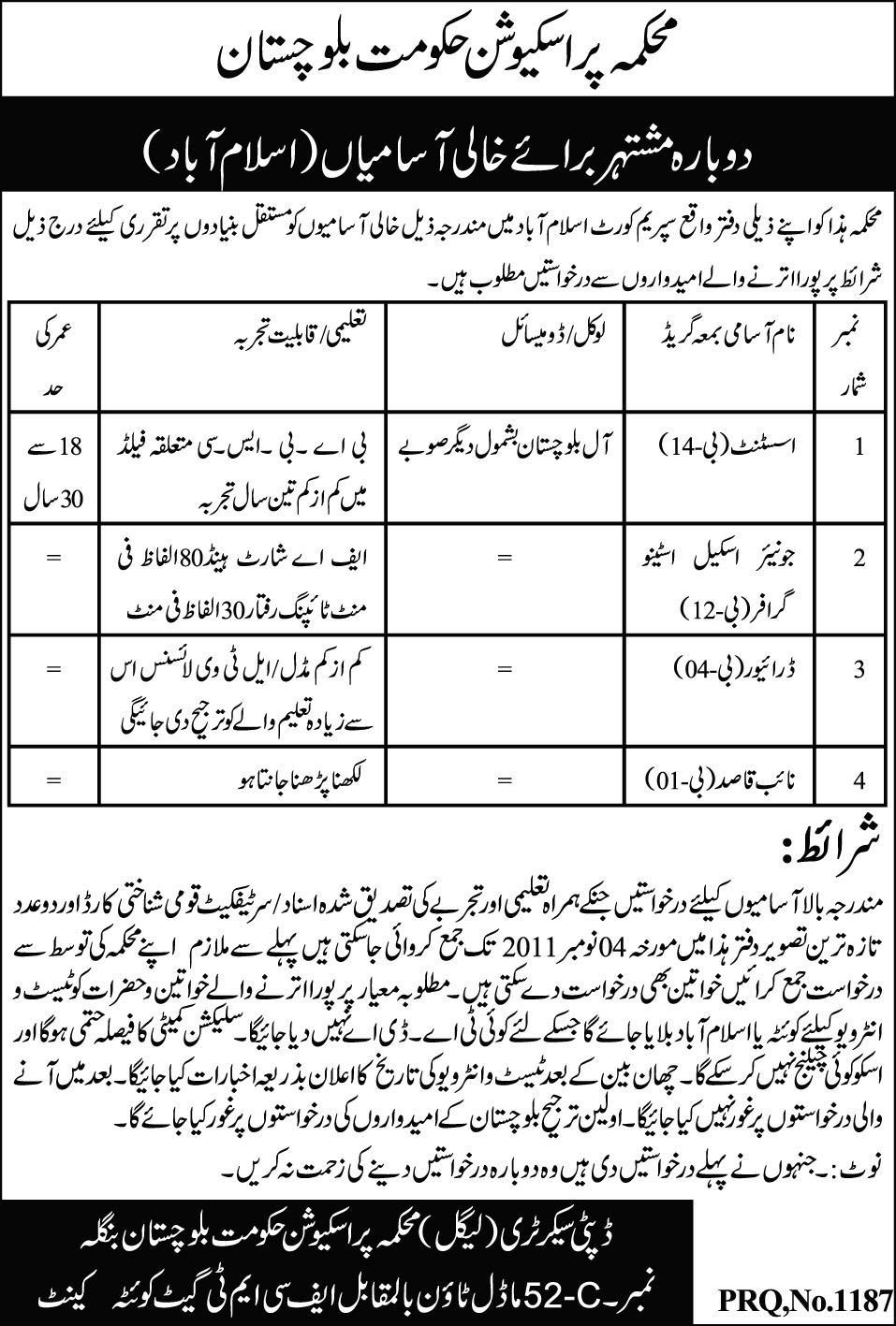 Supreme Court Islamabad Jobs