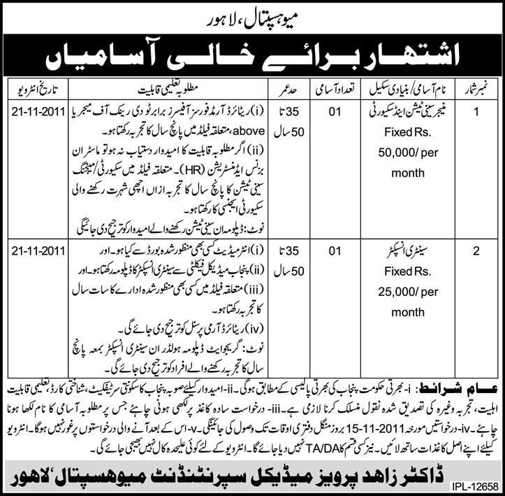 Mayo Hospital, Lahore Job Opportunities