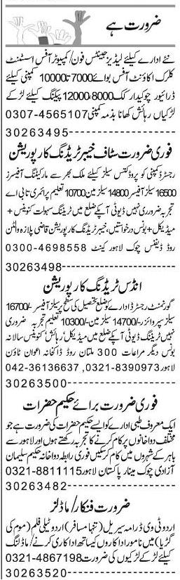 Misc. Jobs in Lahore Express Classified 1