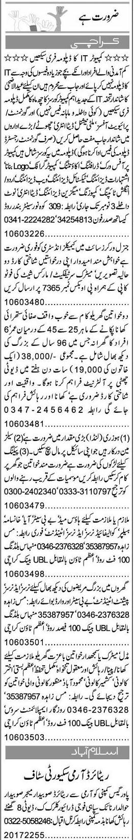 Misc. Jobs in Karachi Express Classified