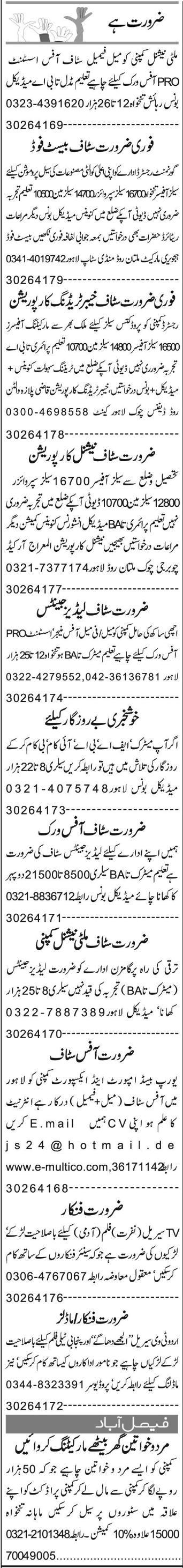 Misc. Jobs in Lahore Express Classified 2