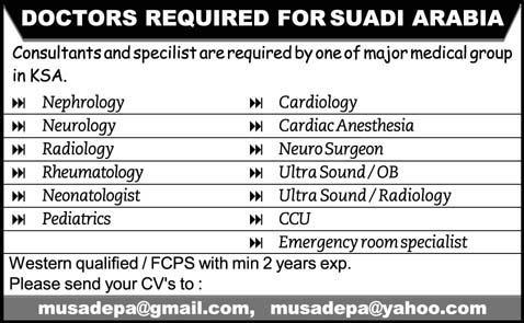 Doctors Required for Saudi Arabia