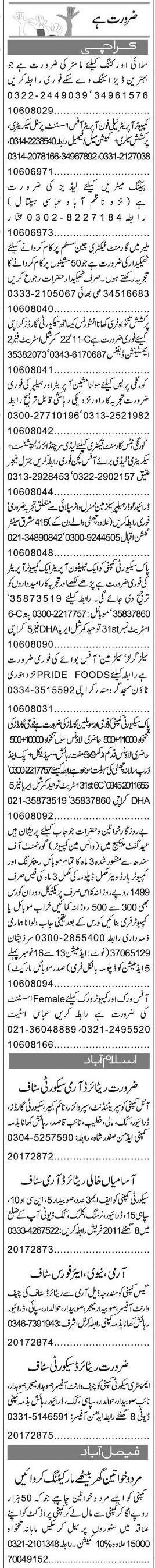 Misc. Jobs in Karachi Express Classified