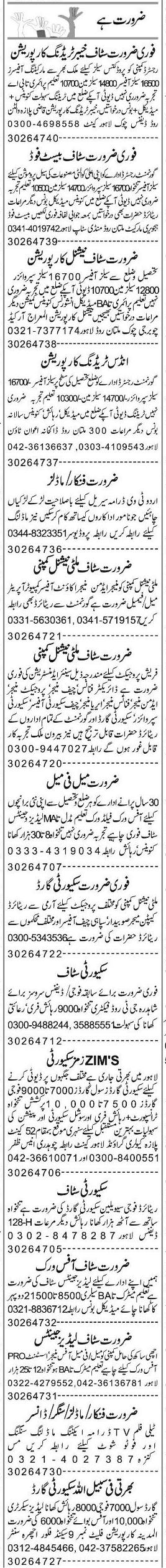 Misc. Jobs in Lahore Express Classified 1