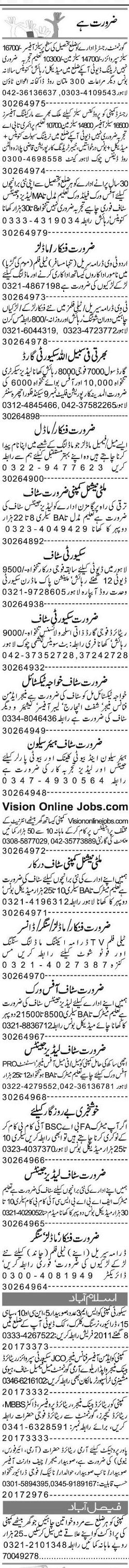 Misc. Jobs in Lahore Express Classified 2